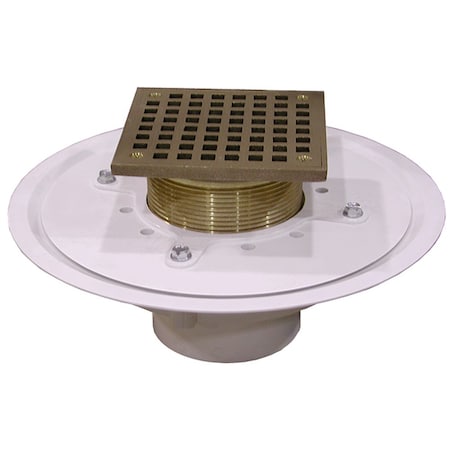 Jones Stephens 3in. Heavy Duty PVC Drain Base with 3-1/2in. Metal Spud and 6in. Polished Brass Strainer D50070